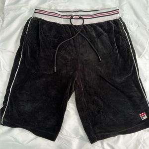 FILA Men's small velour plush shorts .  Snap pocket in back, 2 front pockets